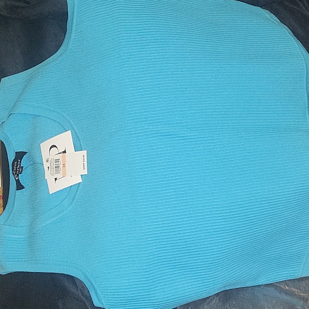 Parker Turquoise Ribbed Top - Picture 2 of 5